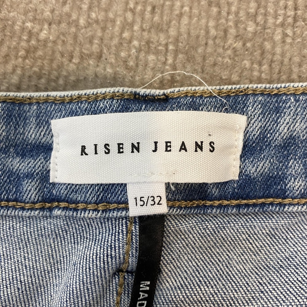 Risen Flare Jeans Womens 15/32 Blue Boho Hippie High Rise Stretch Denim RDP5297 - Picture 4 of 13